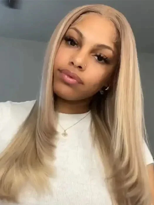 Dorsanee P18/613 Dirty Blonde Highlight 13x4 Layered Lace Front Bone Straight Human Hair Wig - Image 3