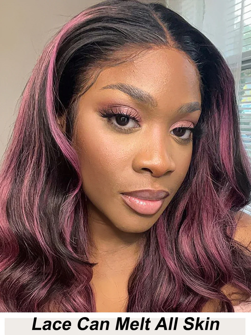 Dorsanee Purple Highlights 13x4 Transparent Lace Front Body Wave Human Hair Wigs - Image 3