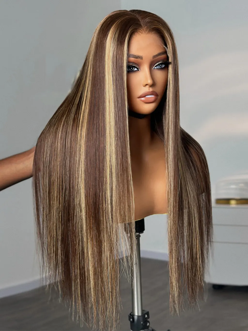 Dorsanee Honey Blonde Brown Highlight Wear Go Glueless 6x4 Lace Closure Human Hair Wigs - Image 4