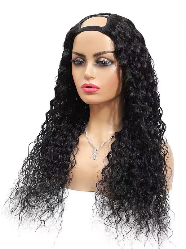 Dorsanee U Part Jerry Curly Glueless Virgin Human Hair Wigs - Image 4