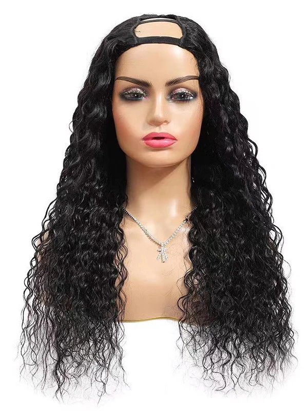 Dorsanee U Part Jerry Curly Glueless Virgin Human Hair Wigs - Image 9