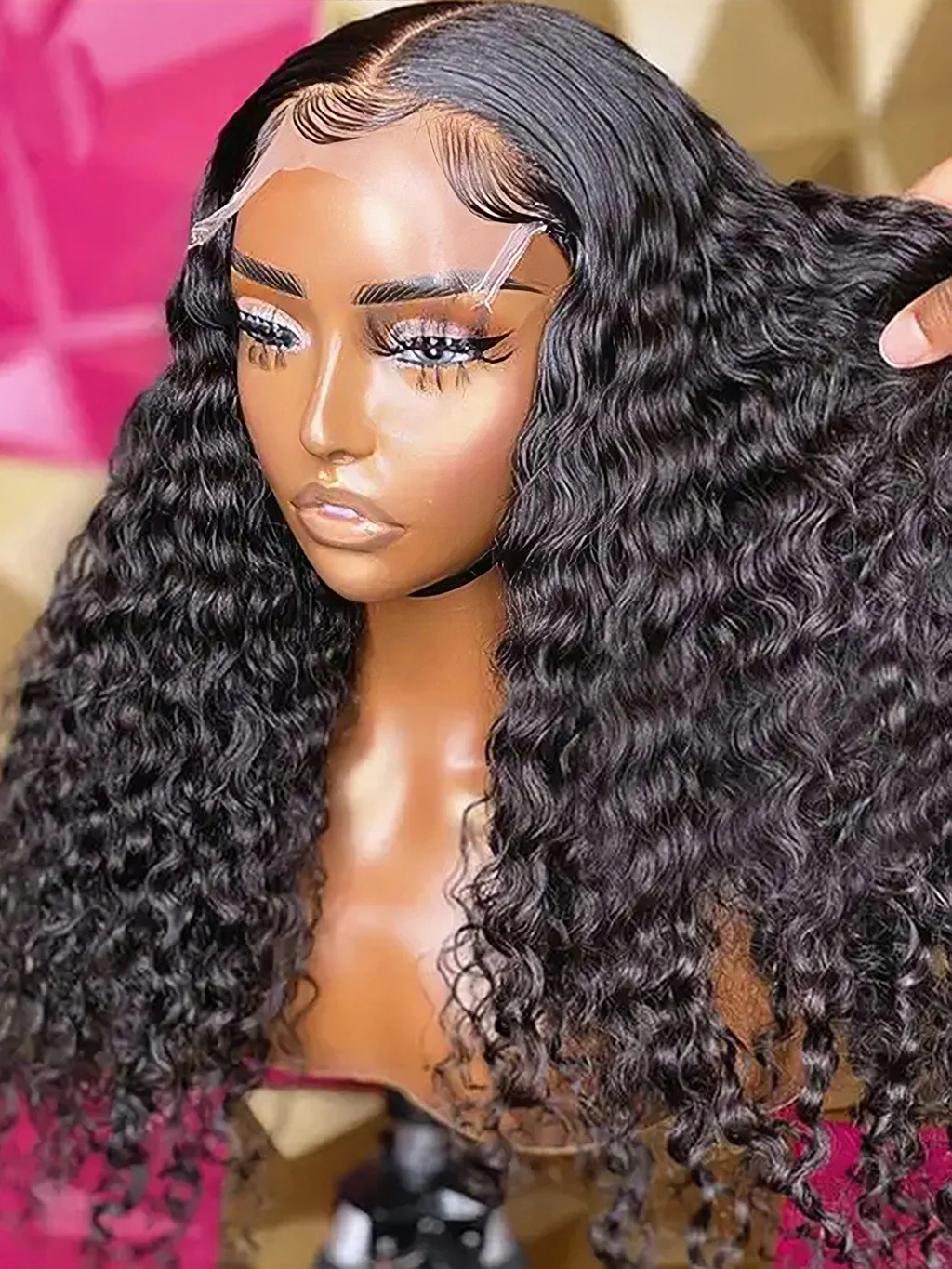 Dorsanee Jerry Curly Wig 4x4 Lace Closure Human Hair Wigs 250% Density - Image 4