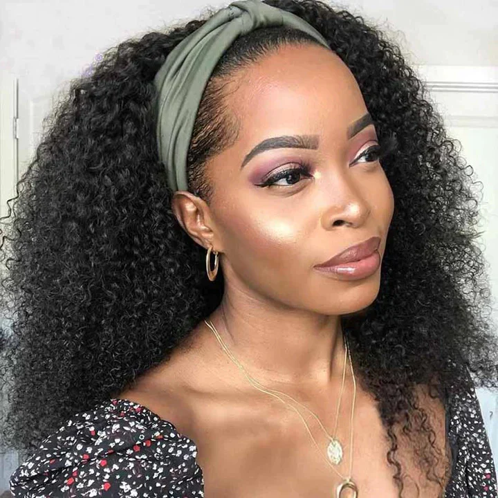 Dorsanee Headband Pre Style Jerry Kinky Curly Virgin Human Hair Wigs - Image 3