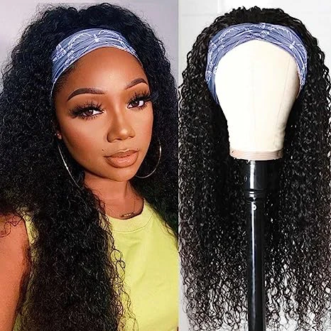 Dorsanee Headband Pre Style Jerry Kinky Curly Virgin Human Hair Wigs - Image 6