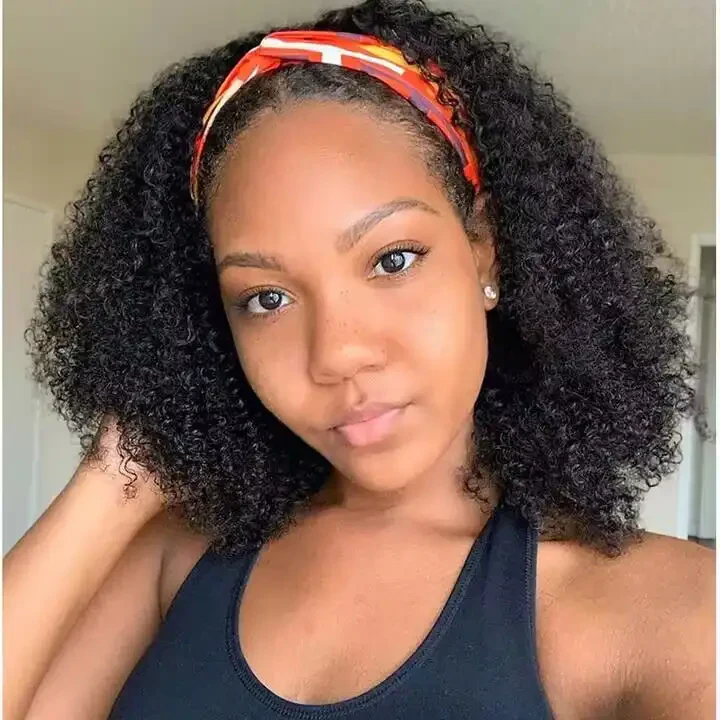Dorsanee Headband Pre Style Jerry Kinky Curly Virgin Human Hair Wigs - Image 7