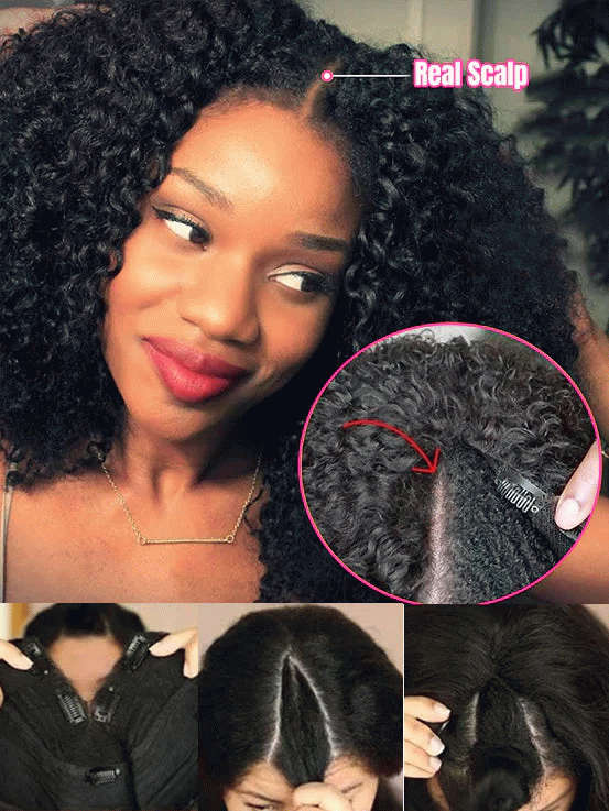 Dorsanee Kinky Curly No Lace No Glue V Part Beginner Friendly Human Hair Wig - Image 5