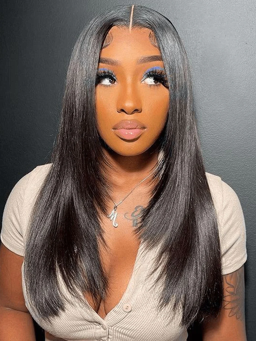 Dorsanee Layered 220 Density 13X4 Lace Front Straight Virgin Human Hair Wigs - Image 3
