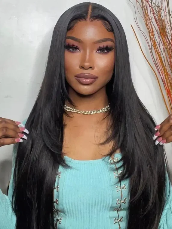 Dorsanee Layered 220 Density 13X4 Lace Front Straight Virgin Human Hair Wigs - Image 5