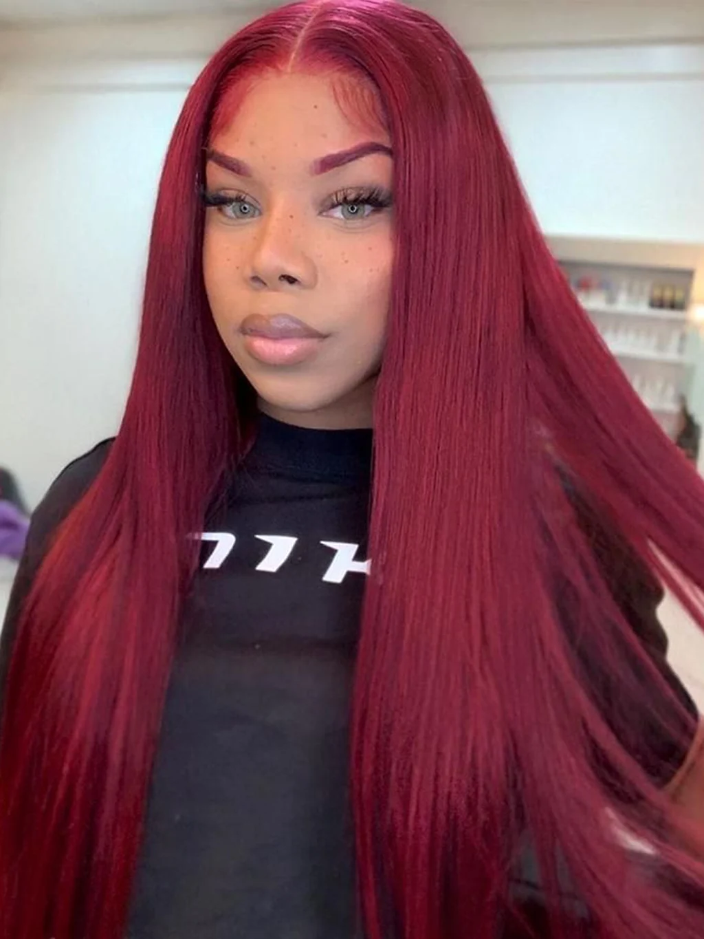 Dorsanee 250 Density 99j Burgundy 5X5/13x4 HD Lace Front Straight Human Hair Wigs - Image 6