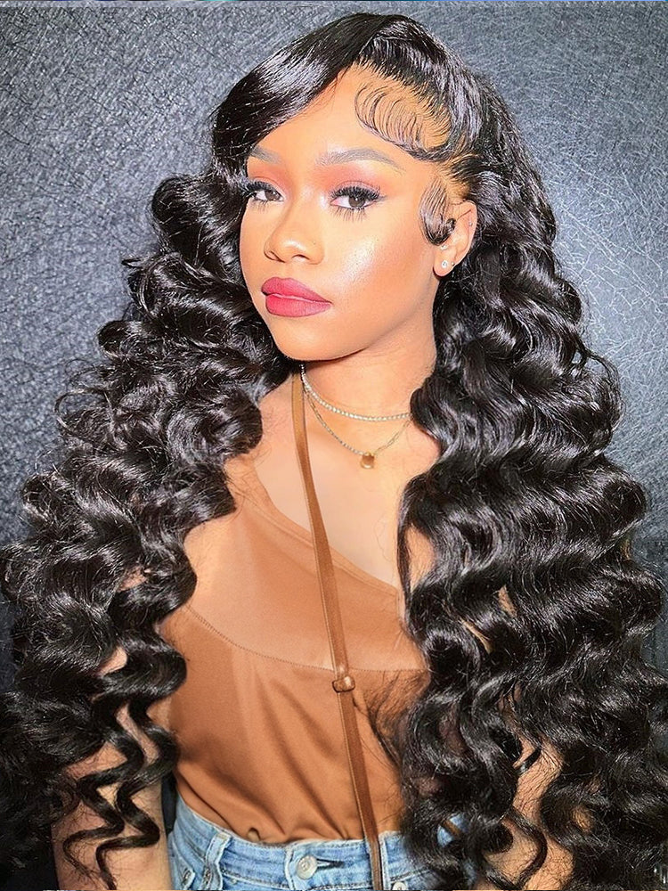 Dorsanee Wand Curls Loose Deep Wave 13x4 Double Drawn Lace Frontal Human Hair Wigs - Image 5