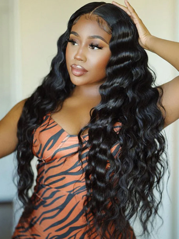 Dorsanee Wand Curls Loose Deep Wave 13x4 Double Drawn Lace Frontal Human Hair Wigs - Image 7