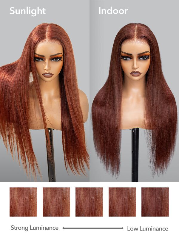 Dorsanee Chocolate Reddish Brown 13x4/5x5 Lace Frontal Straight Human Hair Wigs - Image 5
