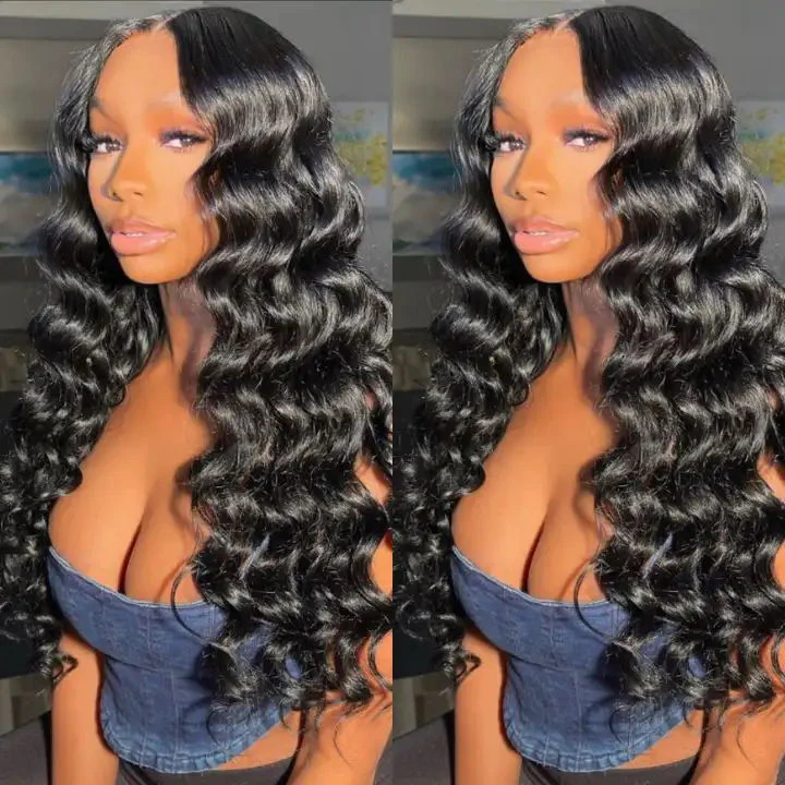 Dorsanee Natural Crimps Curls Loose Wave Glueless 5x5 Transparent Lace Closure Human Hair Wig - Image 4