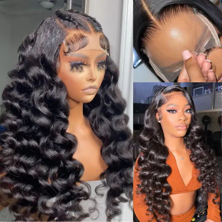 Dorsanee Natural Crimps Curls Loose Wave Glueless 5x5 Transparent Lace Closure Human Hair Wig - Image 5