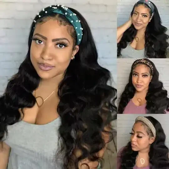 Dorsanee Headband Body Wave Human Hair Wigs No Gel No Glue Silk Scarf Beginner Friendly Wigs - Image 3