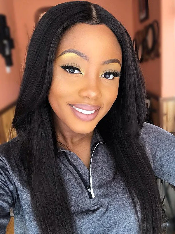 Dorsanee No Lace No Glue V Part 100% Virgin Human Hair No Leave Out Kinky Straight Wigs - Image 3