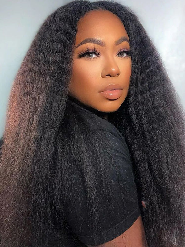Dorsanee No Lace No Glue V Part 100% Virgin Human Hair No Leave Out Kinky Straight Wigs - Image 5