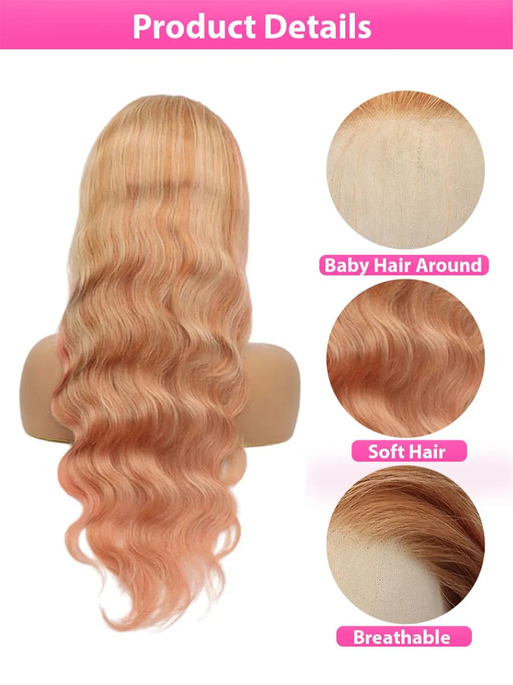 Dorsanee Chestnut Light Brown Blonde Highlight 13x4 Lace Front Straight/Body Wave Human Hair Wig - Image 5