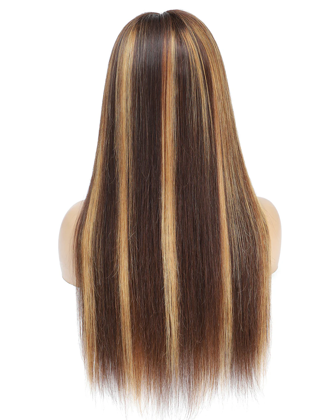 Honey Blonde Brown Highlight #P4/27 Straight Hair With Bangs Glueless Beginner Friendly Human Hair Wigs - Image 3