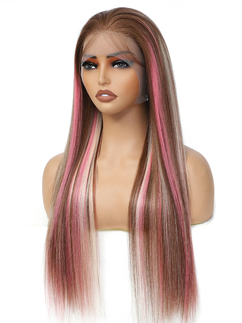 Dorsanee 200 Density Pink Blonde Brown Highlights 13x4 Lace Front Body Wave Hair Wig - Image 6