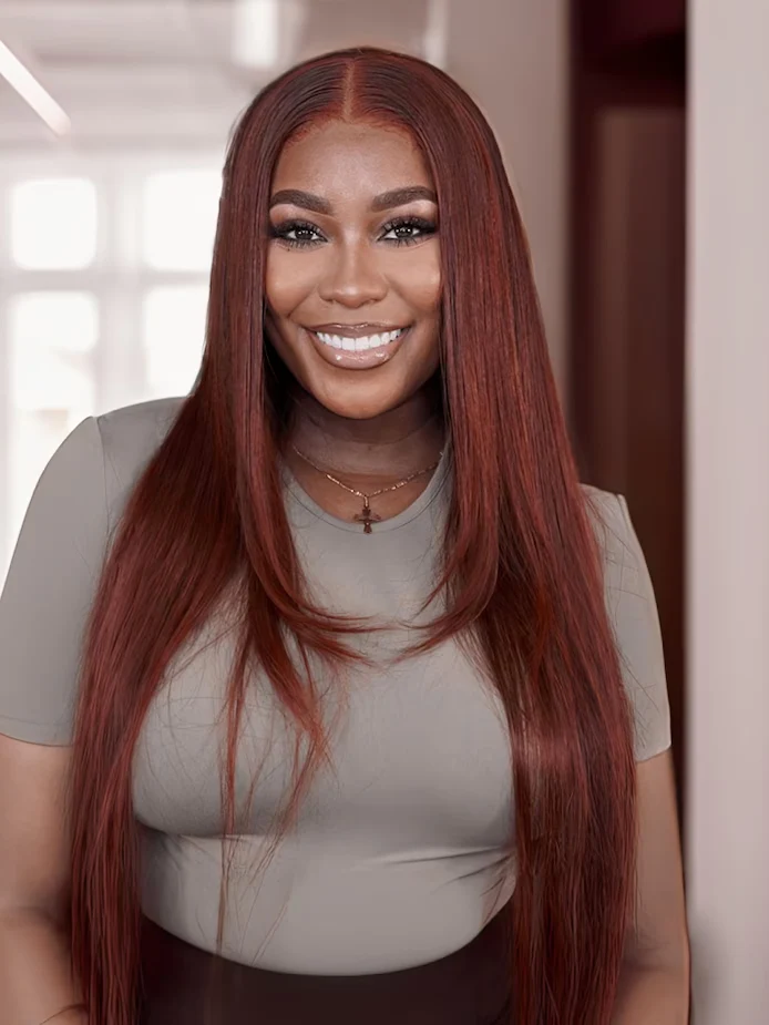 Dorsanee Glueless Reddish Brown Straight Hair Pre-Plucked Wear Go Pre-cut Lace Closure Virgin Human Hair Wig - Image 6