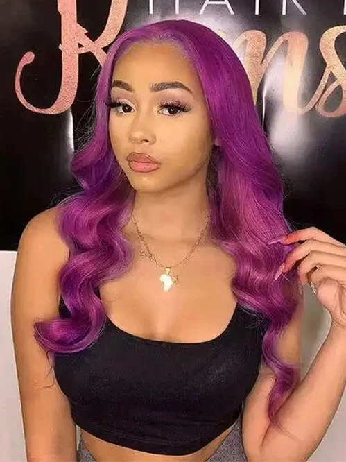 Dorsanee Purple 200% Density 13x4 Lace Front Body Wave Human Hair Wig - Image 3