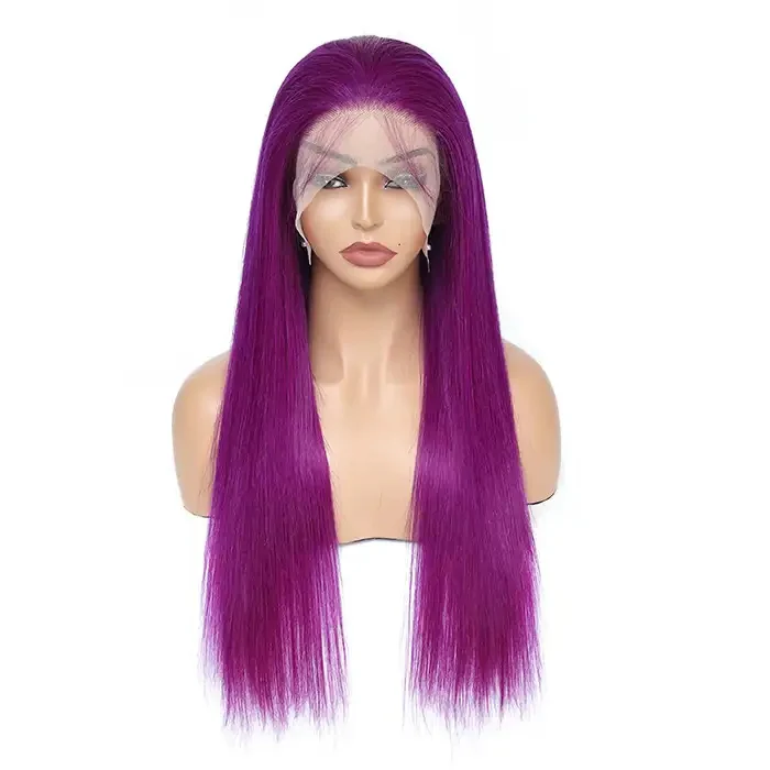 Dorsanee Purple Bone Straight 13x4 Lace Front Human Hair Wigs 200% Density - Image 4
