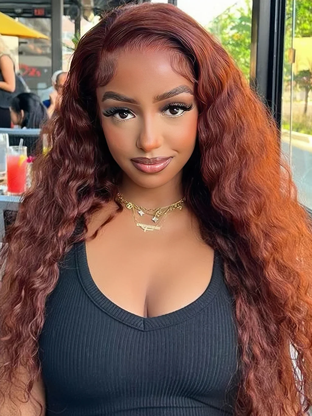 Dorsanee Reddish Brown Water Wave 5x5 13x4 Lace Front Human Hair Wigs - Image 5