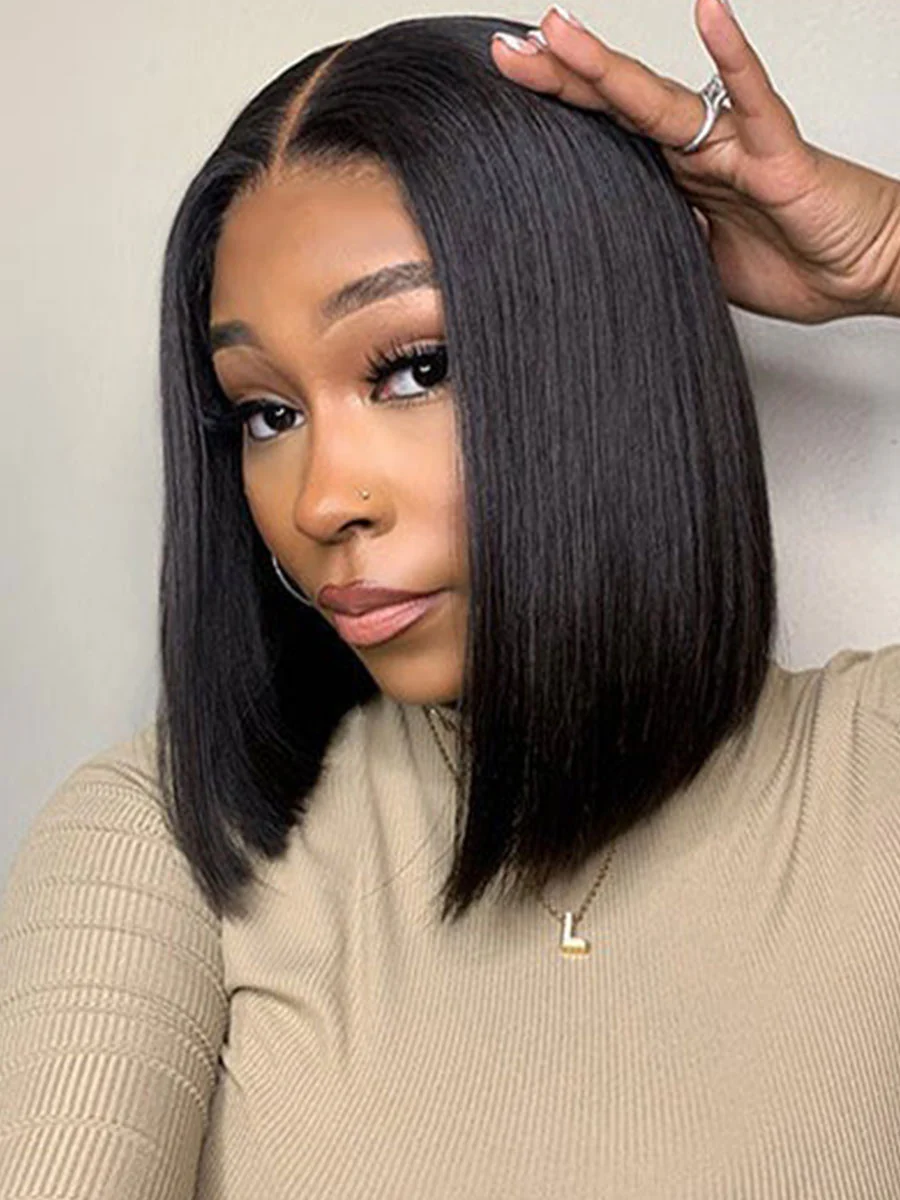 Dorsanee #1B Short Straight Hair Bob Wig 13x4/4x4 Lace Frontal 180% Density Human Hair Wigs - Image 9