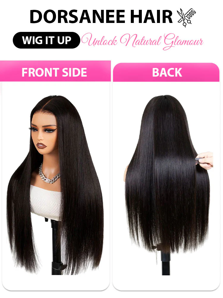 Dorsanee 250 Density Straight 13x4 Transparent HD Lace Frontal Human Hair Wig - Image 7