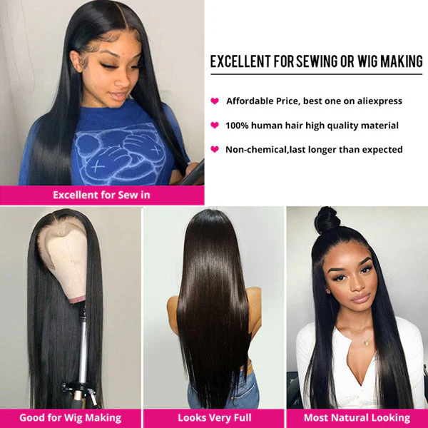Dorsanee Hair Straight Virgin Human Hair Bundles With Frontal 13x4 Lace Front - Image 6