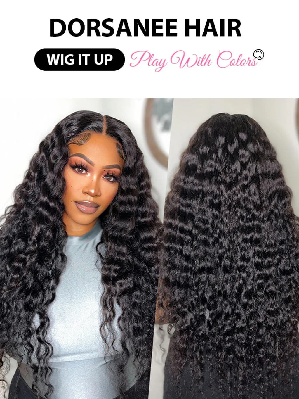 Dorsanee Water Wave 4x4 Lace Closure Human Hair Wigs Virgin Hair 250% Density - Image 5