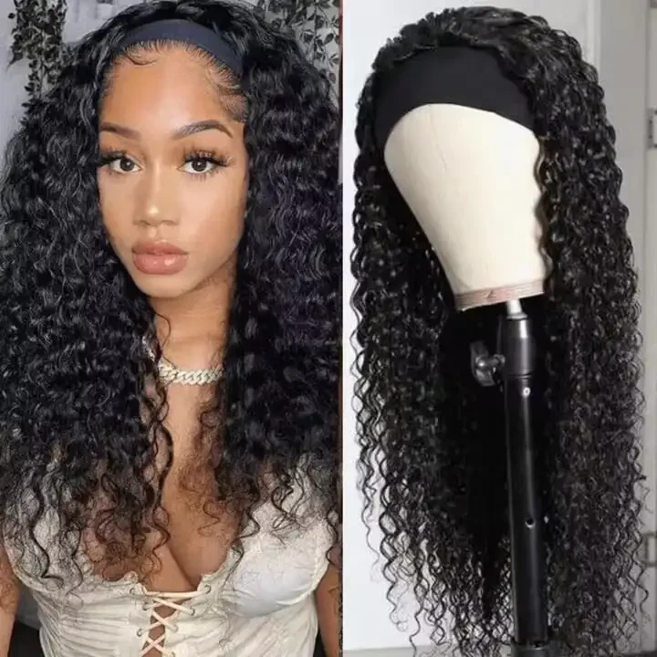 Dorsanee Headband Water Wave Wet and Wavy Virgin Human Hair Wigs - Image 3