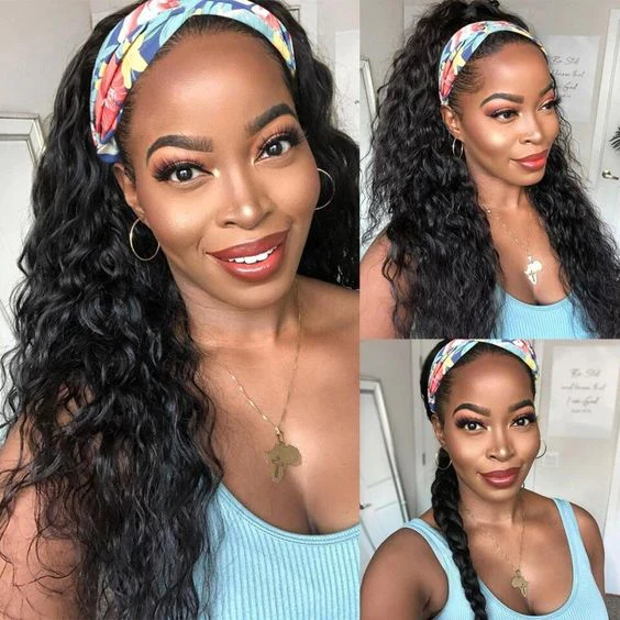 Dorsanee Headband Water Wave Wet and Wavy Virgin Human Hair Wigs - Image 5