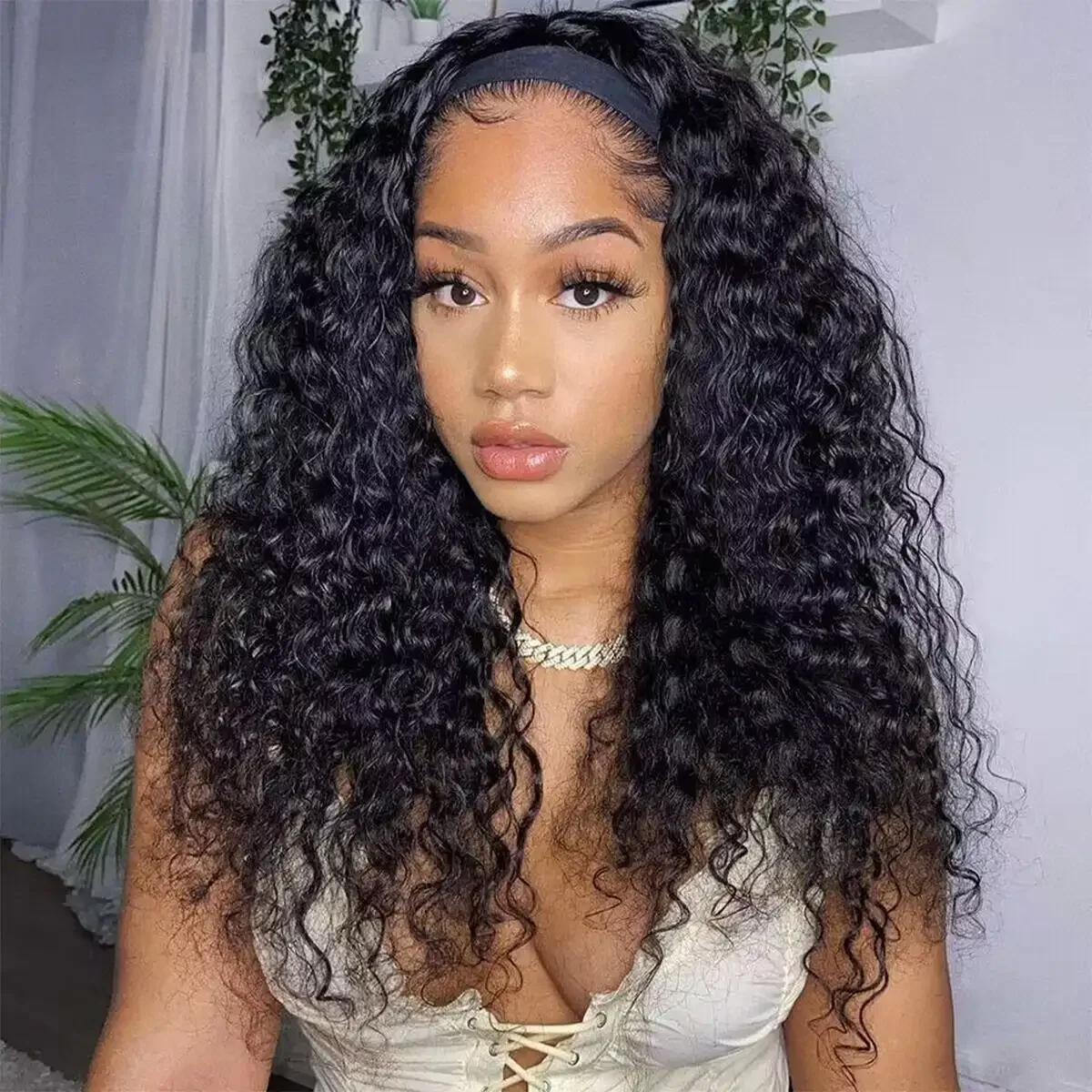 Dorsanee Headband Water Wave Wet and Wavy Virgin Human Hair Wigs - Image 6