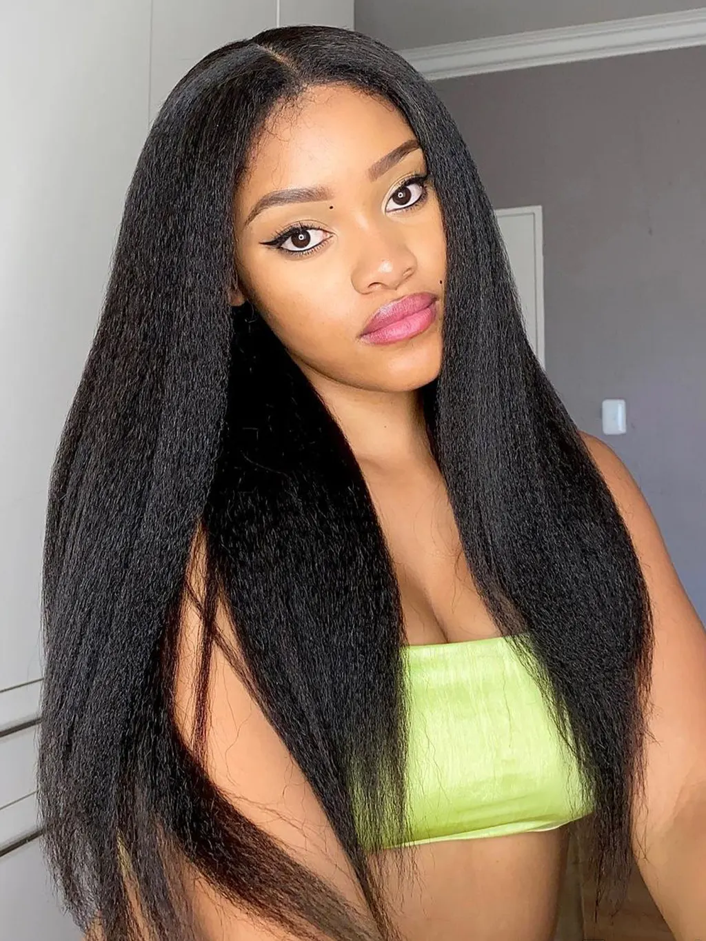 Dorsanee 250 Density Wear Go Glueless Yaki 6x4 Lace Closure Wig Kinky Straight Human Hair Wigs - Image 4
