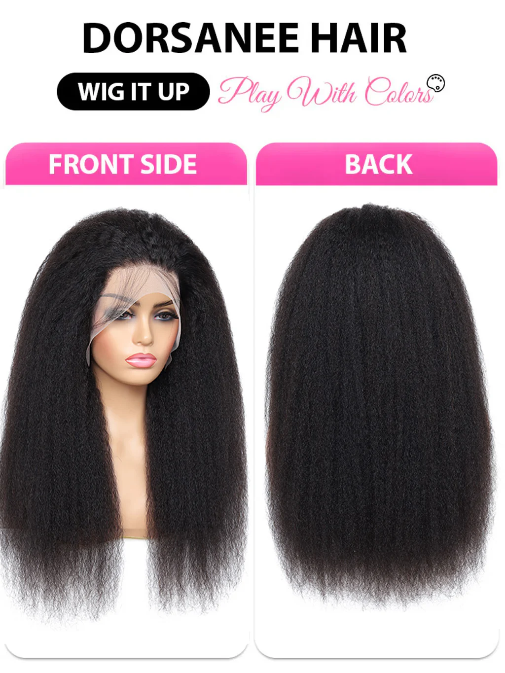 Dorsanee 250 Density Yaki Kinky Straight 4x4 HD Lace Closure Human Hair Wig - Image 6