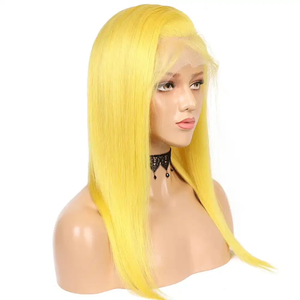 Dorsanee Yellow Color 200 Density 13x4 Lace Front Straight Human Hair Wig - Image 10