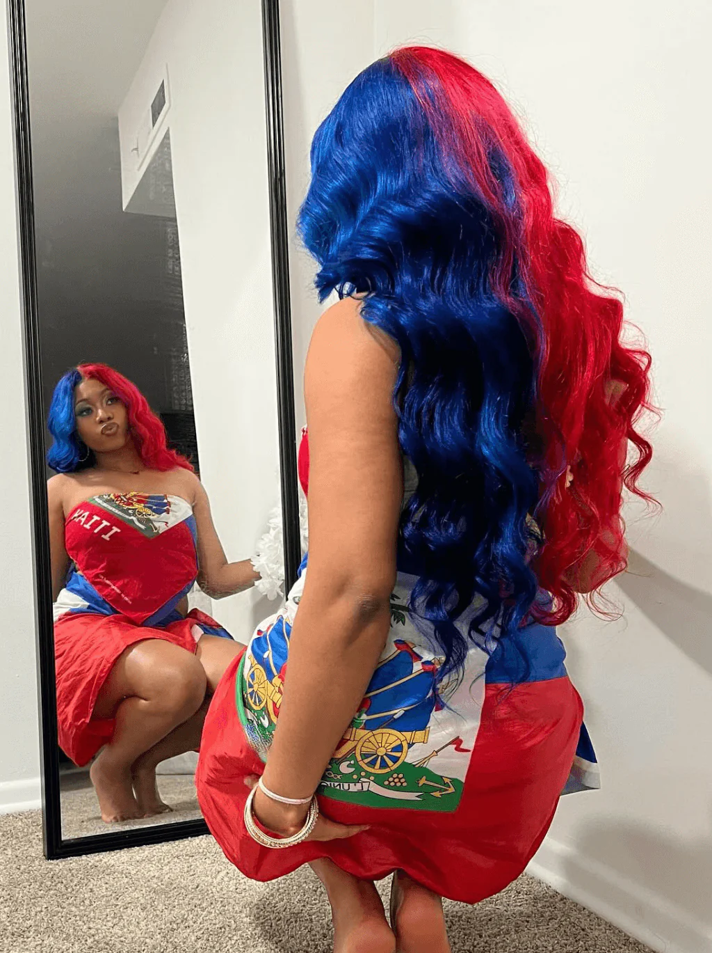 Dorsanee Half Red Half Blue Body Wave 13x4 HD Lace Front Virgin Human Hair Wigs - Image 3