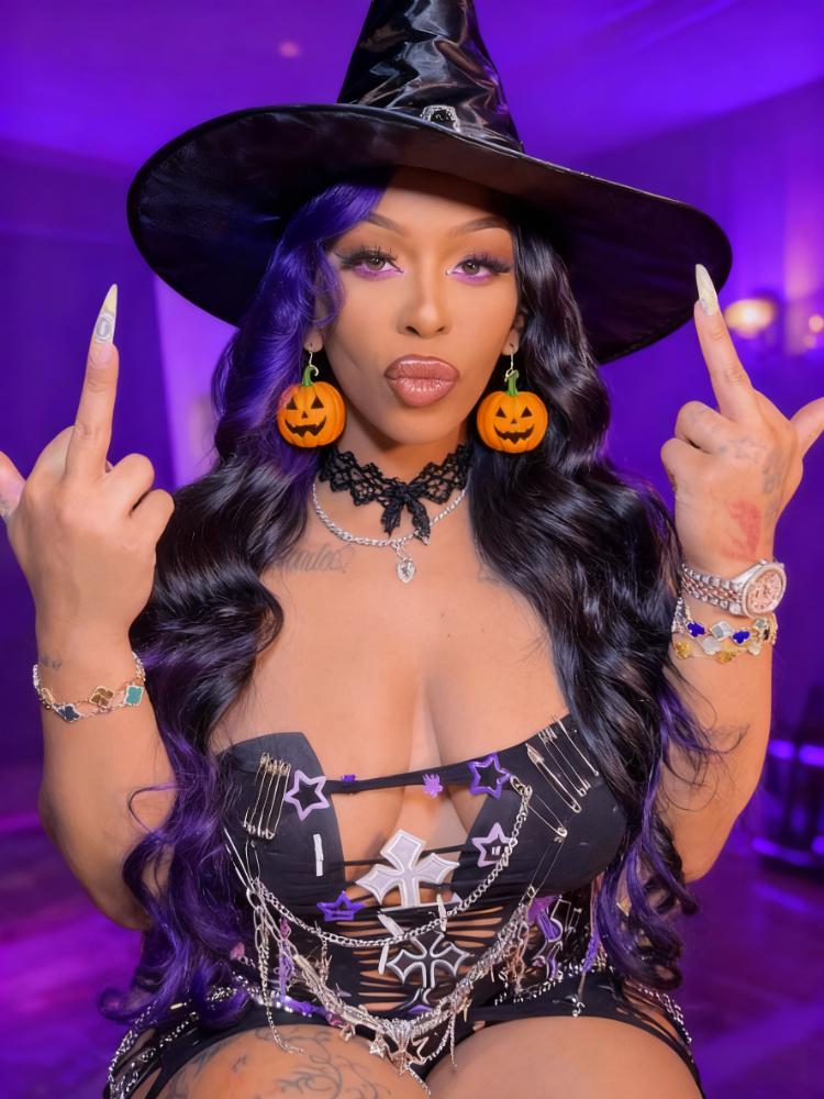 Dorsanee Halloween Cosplay Ombre Split Dye Black Purple Color 13x4 HD Lace Front Human Hair Wigs - Image 2