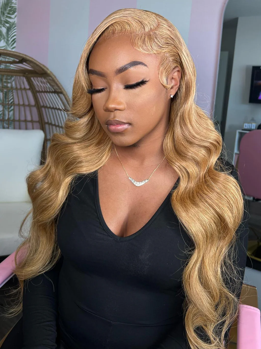 Dorsanee Honey Blonde Brown 13x4 Lace Front Body Wave Human Hair Wigs - Image 3