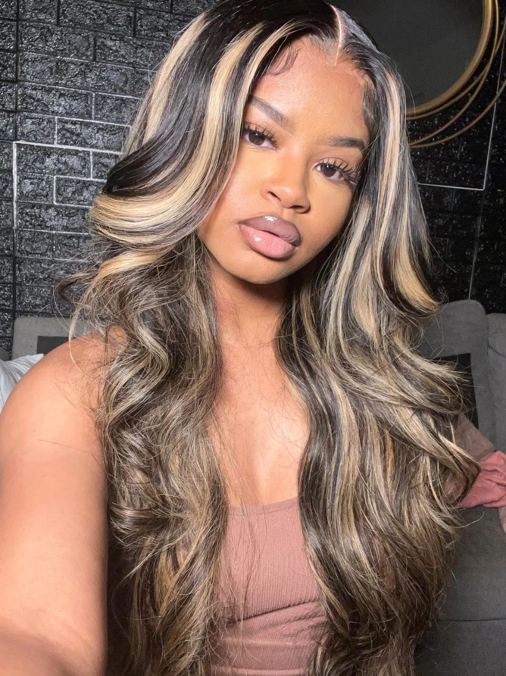 Dorsanee Honey Blonde Brown Highlight 13x4 Lace Front Body Wave Human Hair Wigs - Image 3