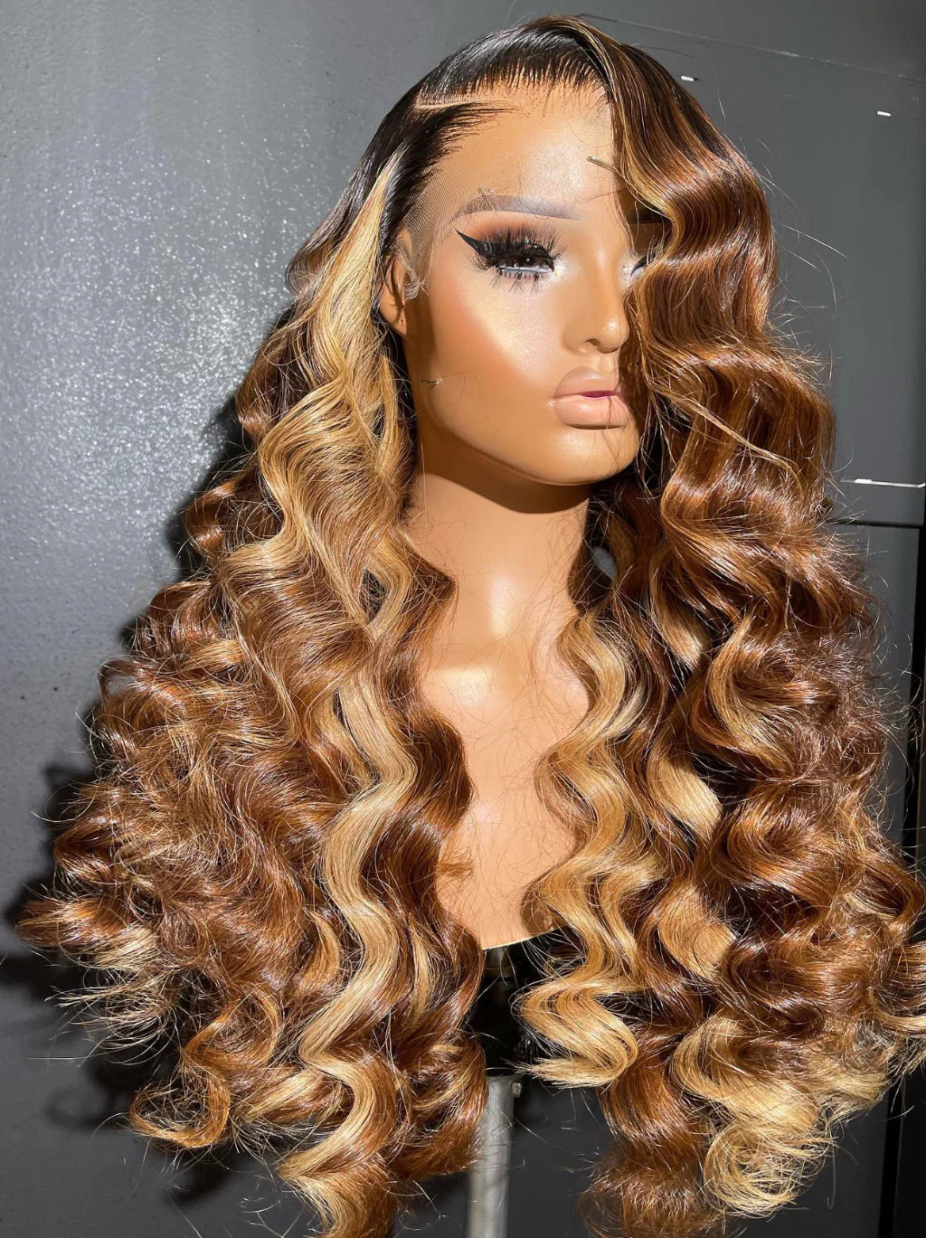 Dorsanee Honey Blonde Brown Highlight Wand Curls 13x4 Lace Front Loose Deep Wave Human Hair Wigs - Image 6