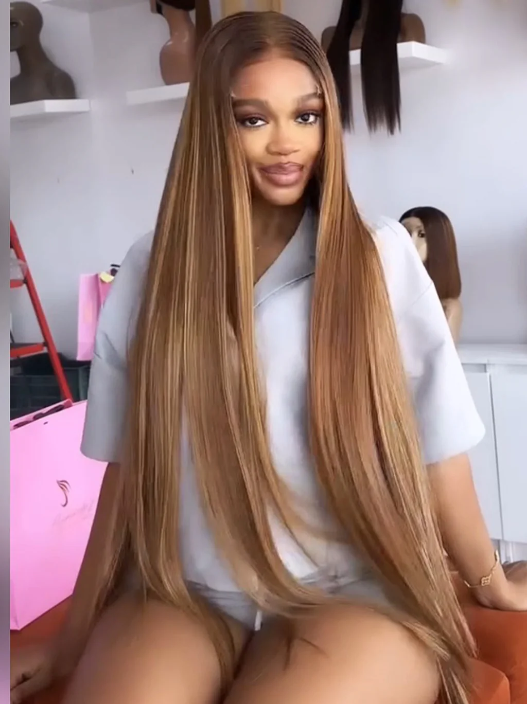 Dorsanee Honey Caramel Brown Blonde Highlights 13x4 Lace Front Human Hair Wigs 200 Density - Image 4