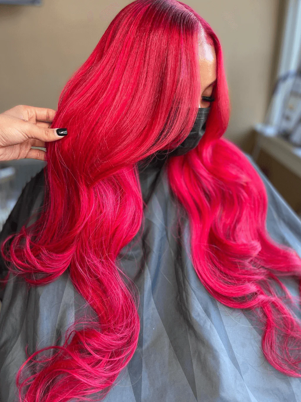 Dorsanee Hot Pink Red 13x4 HD Lace Front Virgin Remy Human Hair Wigs - Image 3