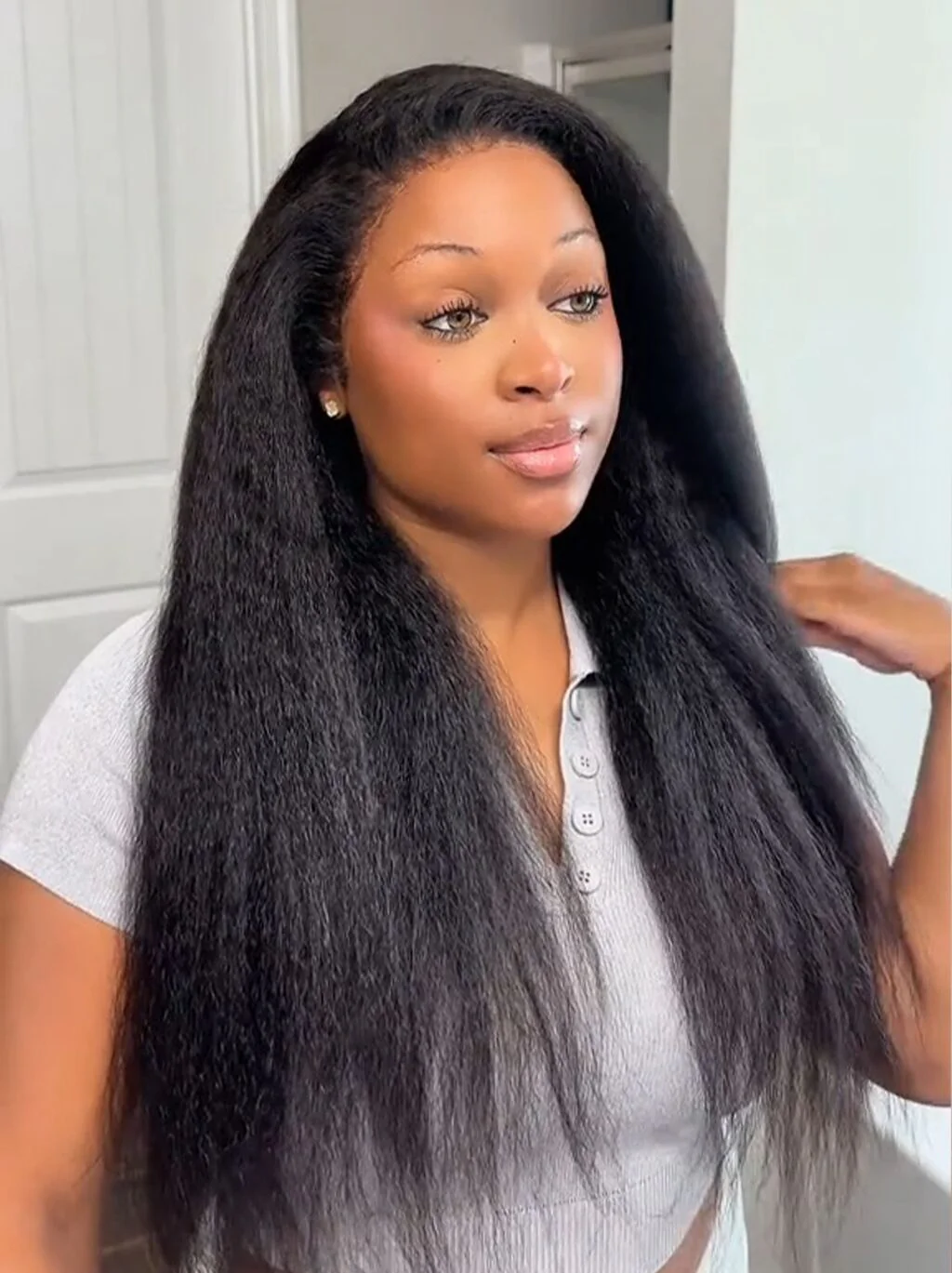 Dorsanee Invisi-Straps 360 Lace Frontal Ventilated Yaki Human Hair Wigs 4c Edge Invisi-Drawstring Snug Fit Wig - Image 2