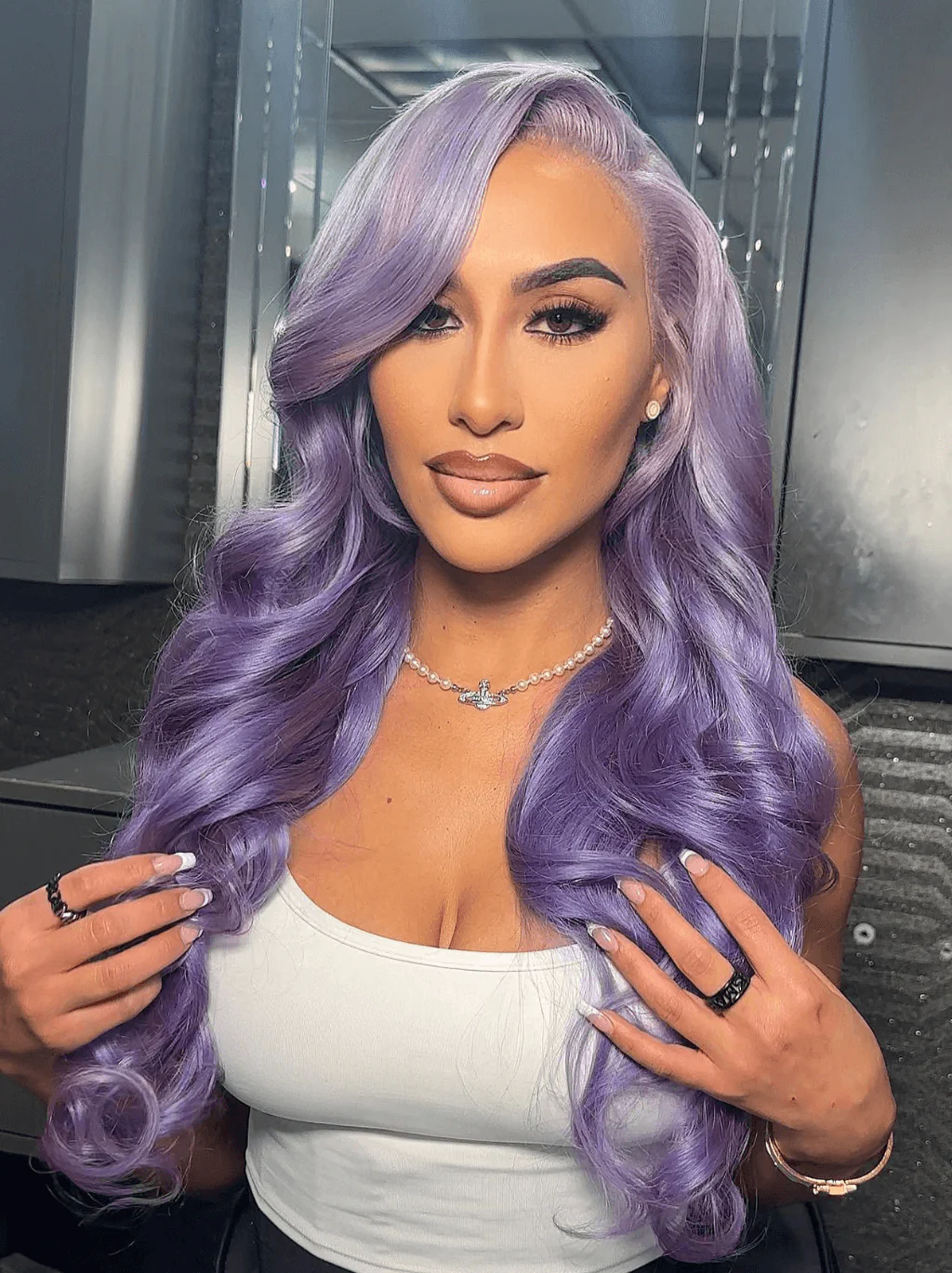 Dorsanee Lavender Purple Body Wave 13x4 Lace Front Virgin Human Hair Wigs - Image 3