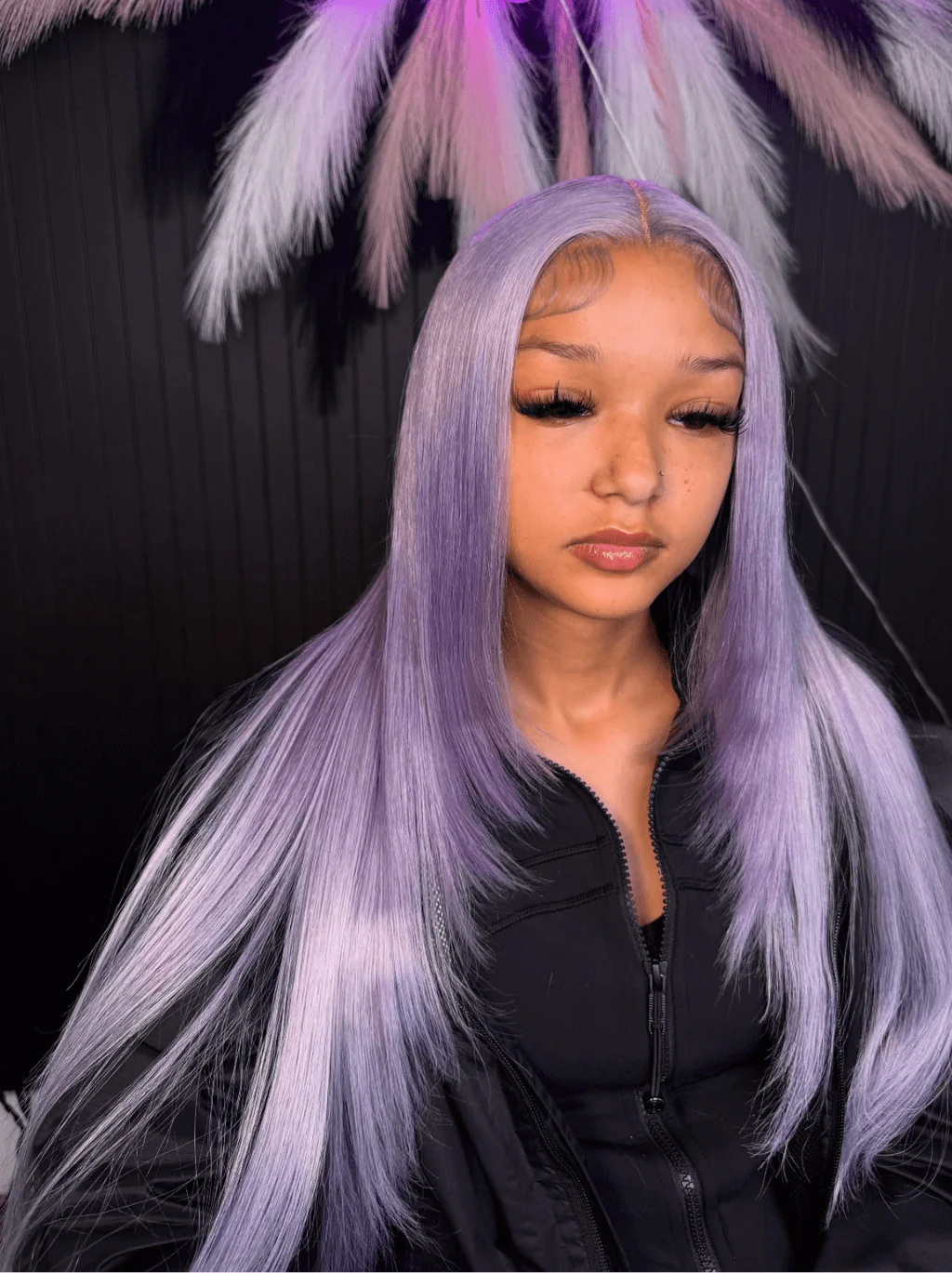 Dorsanee Lavender Purple Bone Straight 13x4 HD Lace Front Virgin Human Hair Wigs - Image 3