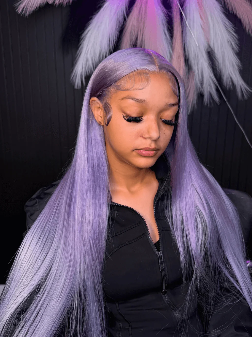 Dorsanee Lavender Purple Bone Straight 13x4 HD Lace Front Virgin Human Hair Wigs - Image 4