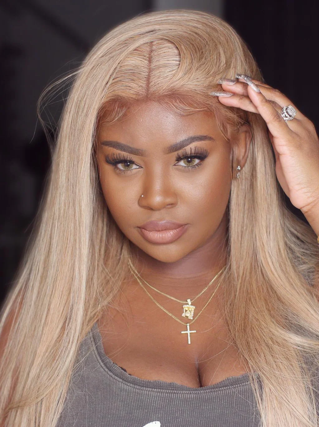 Dorsanee Light Platinum Strawberry Blonde 13X4 Lace Front Straight Human Hair Weave Wigs - Image 3